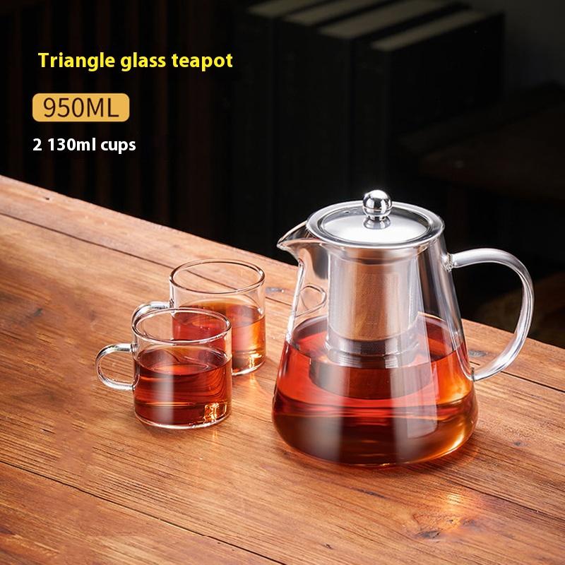 GIANXI Flower Teapot Open Flame Heating Glass Teapot Filter Tea Cup High Temperature Coffee Pot Coffee Cup Home Tea Set