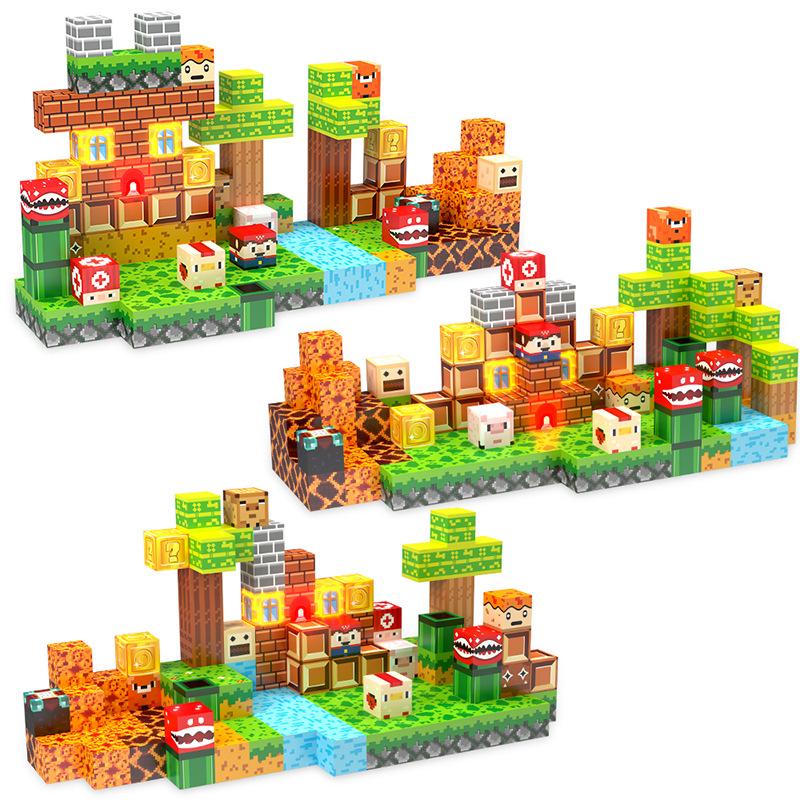 Mc Magnetic Building Block Light Magnetic Block 2Cm Mario 137Pcs Magnetic Building Block Set