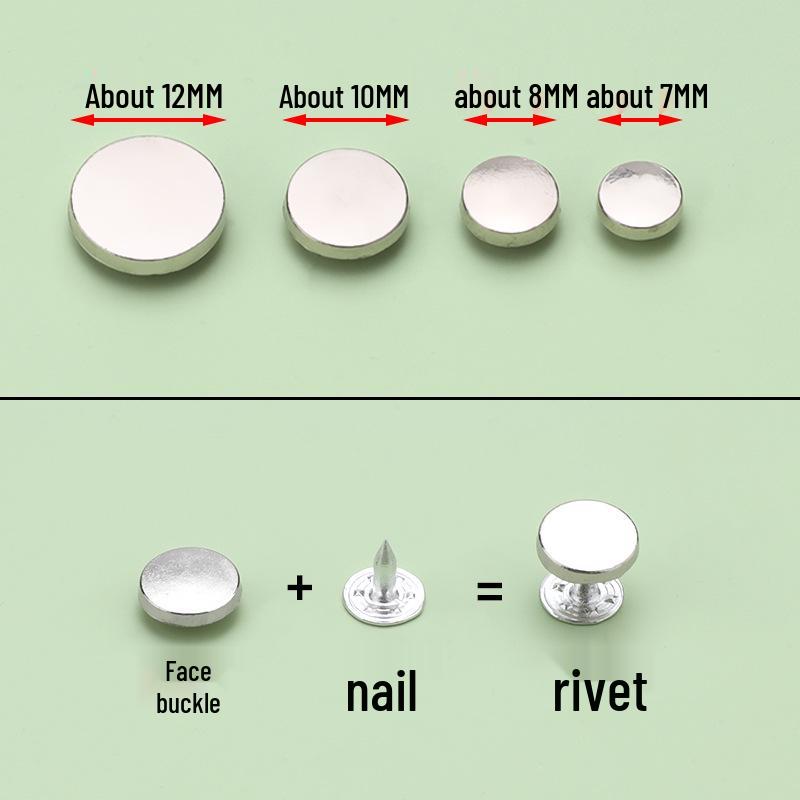 Alloy Flat Rivet Buttons for Clothes, Shoes, Bags, Hats - Round Stud Decorations