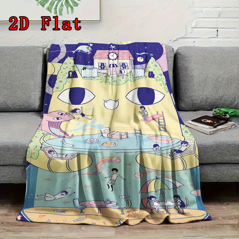 OMORI Theme 2D Flat Pattern Flannel Blanket High Quality All Seasons Warmth and Comfort Perfect for Christmas Gifts.PMT0914177