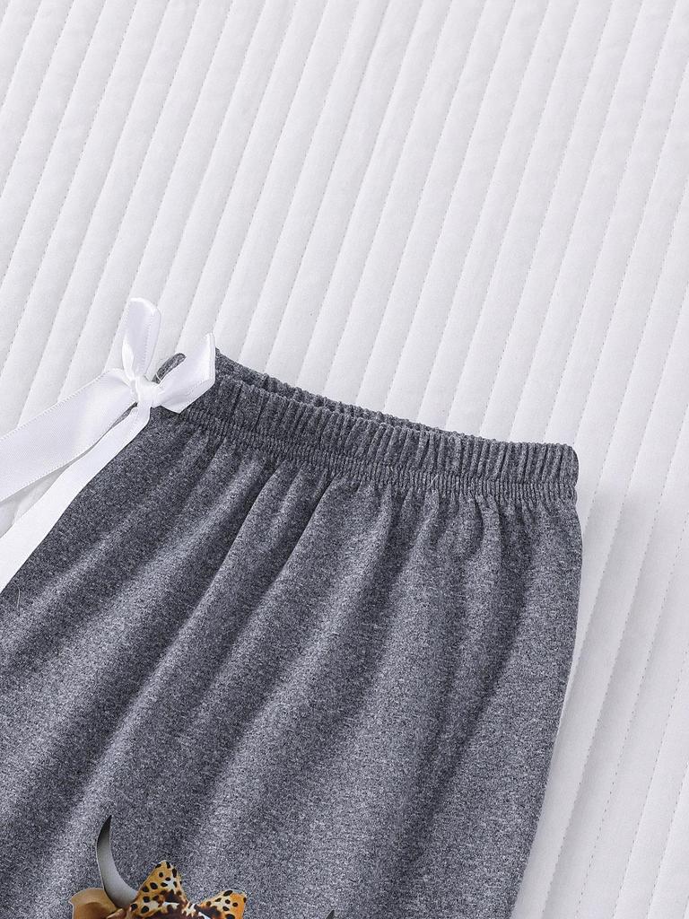 Kälberdruck 3-teiliges Set: Kurzarm-Oberteil, Shorts & Hosen - Niedliche und bequeme Homewear