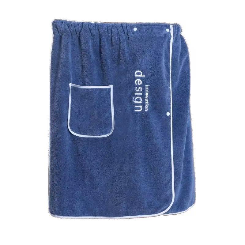 Men Bath Towel Absorbent Quick Dry Bath Wrap Towel with Secure Buckle And Pocket for Gym Spa Sauna Shower