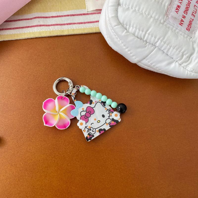 Cartoon Kitten Bead Pendant Cute Flower Bead Mobile Phone Rope Pendant Backpack Handbag Decoration Pendant Accessory Gift