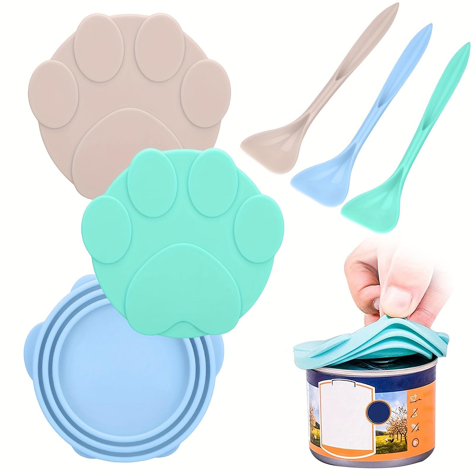 

3pcs Silicone Pet Food Can Covers Stretch Lids Fresh Keeping Cover Lids with Spoon 3 Standard Size Dogs Cats Food Storage Lid