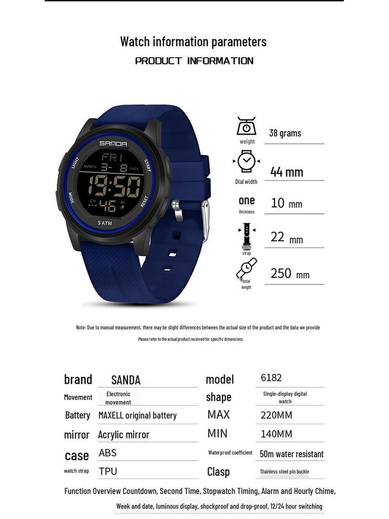 Sanda Waterproof Multifunction Electronic Watch for Teens - Trendy Unisex Design with Alarm