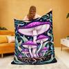 1Pc Colorful Mysterious Mushroom Printed Flannel Blanket Multiple Size Soft Casual Cover Blanket Gift Blanket, Machine Washable