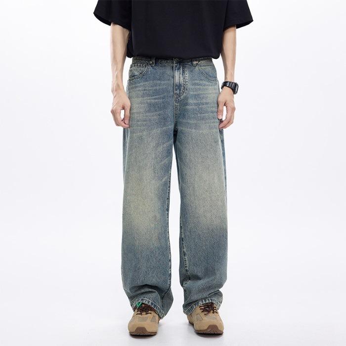 

Новые мужские джинсы свободного кроя с широкими штанинами в американском стиле хай-стрит, длинные брюки 40