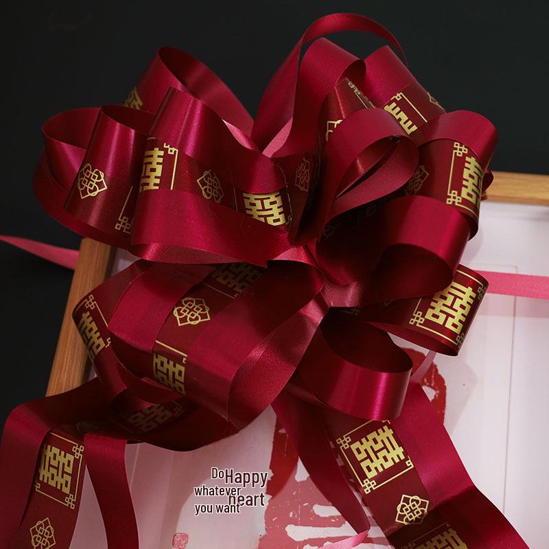 Wedding Car Mirror Pull-Flower Bow and Gift-Packaged Qixi Flower Bouquet