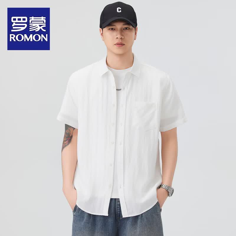 ROMON Men s Summer Casual Short Sleeve Shirt XXL