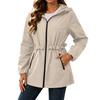 Wasserdichte Regenjacke für Damen mit Kapuze, Windjacke, Leichte, Wasserabweisende Jacke mit Taschen, Verstellbare Taille für Outdoor-Aktivitäten