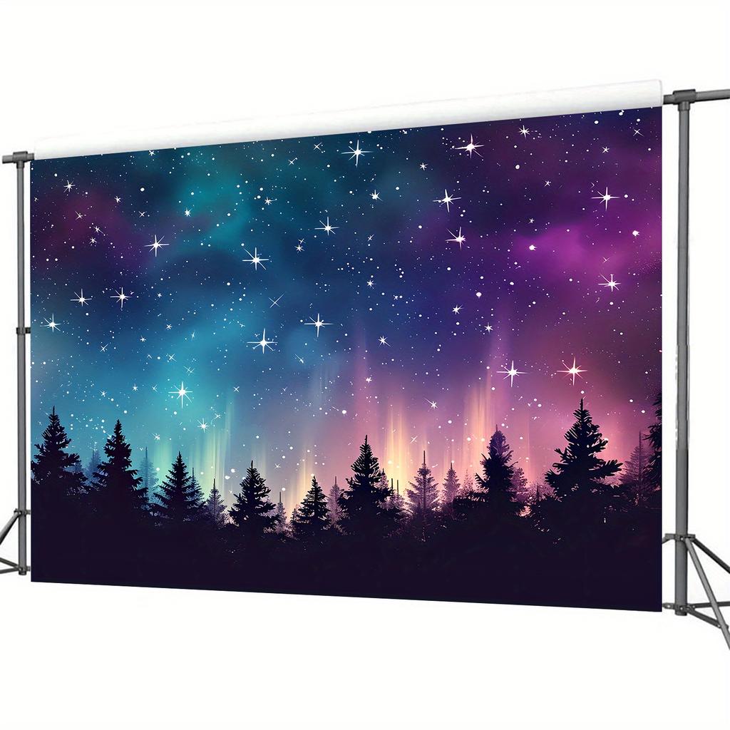 2D Background Cloth 1 Piece, Starry Aurora Astronomical Pattern, Interior and Exterior Wall, Party, Wedding, Birthday