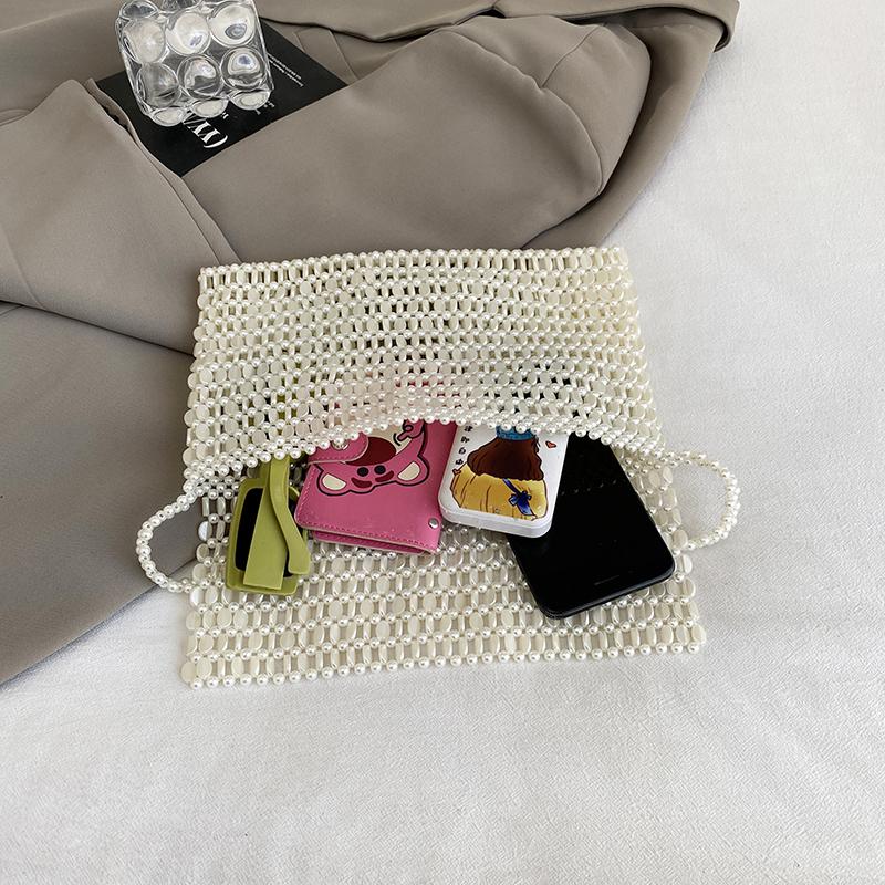 Handmade Beaded Bag Women's New Niche Design Woven Bag Summer Fashion Pearl Clutch Bag Underarm Bag