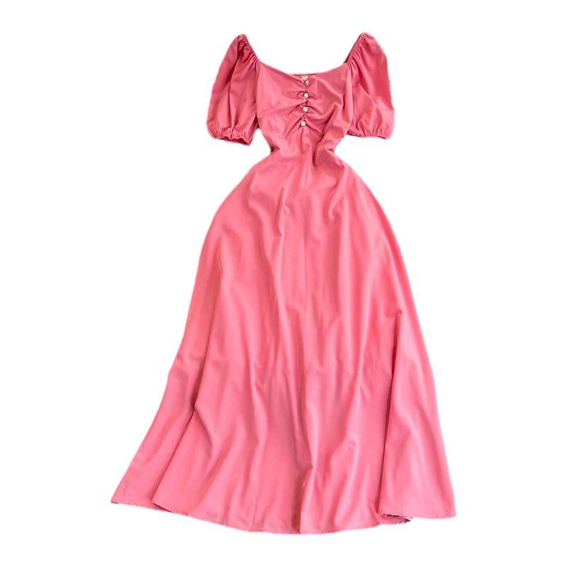 Wine Red French Bubble Dress Engagement Dress