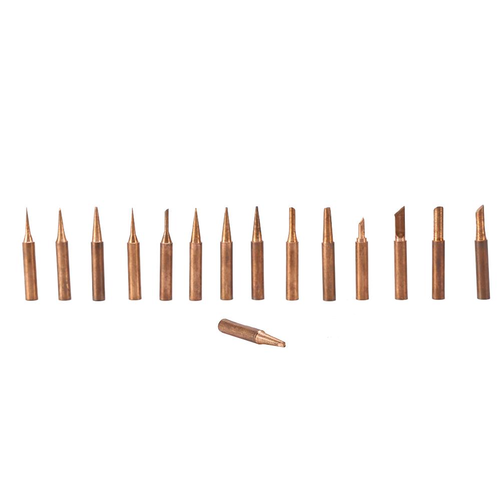 15pcs Set   free Copper 900M T Iron Solder Tip For 936,937,938,969,8586 Soldering Station