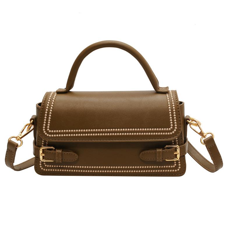 Retro fashion simple texture handbag 2025 spring new versatile shoulder messenger bag small square bag women