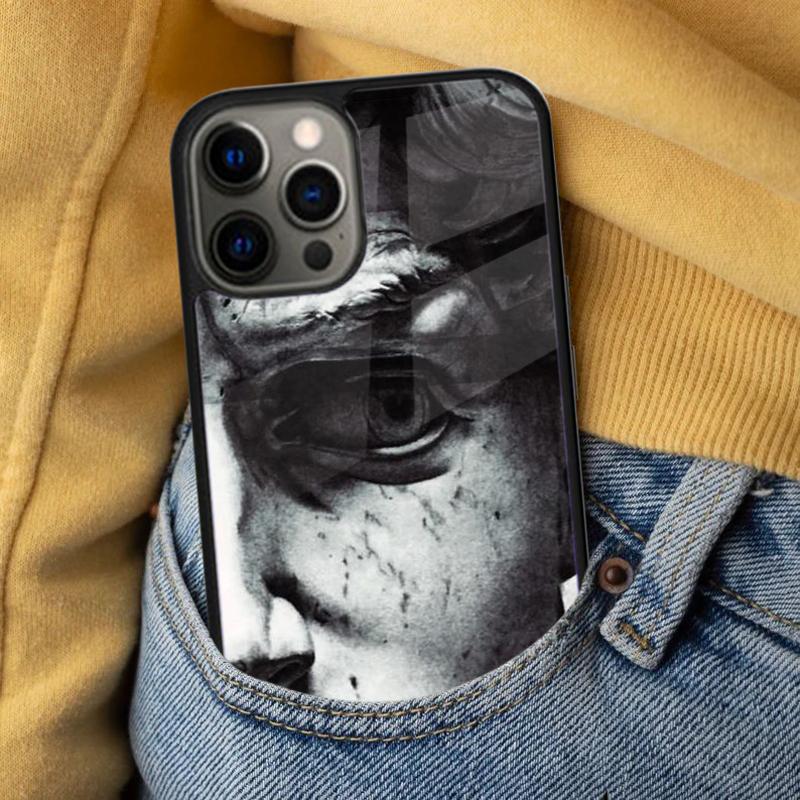 Vintage Funny Statue Soft Phone Case for iPhone 17 Air 16e Pro Max 15 Pro 13 14 Plus 11 12 MagSafe Magnetic Coque