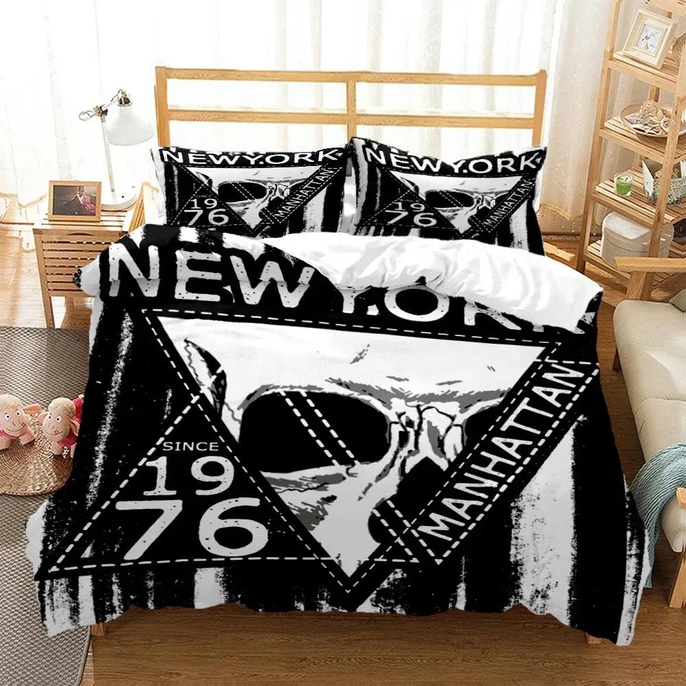 Mysterious Black Skeleton Digital Print Polyester Bedding Sets Child Kids Covers Boys Bed Linen Setfor Teens Bed Sheet Set