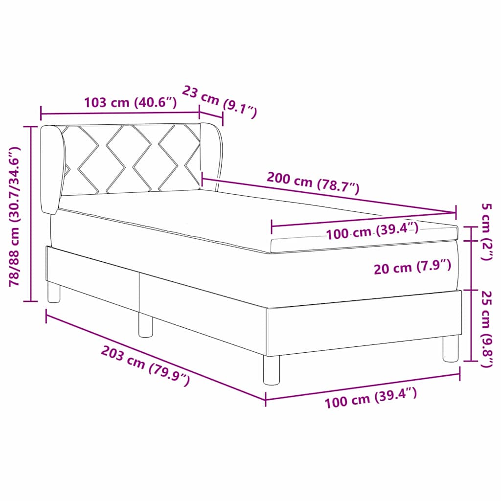 Boxspring Bed with Headboard Dark Blue 200 X 100 Cm Velvet
