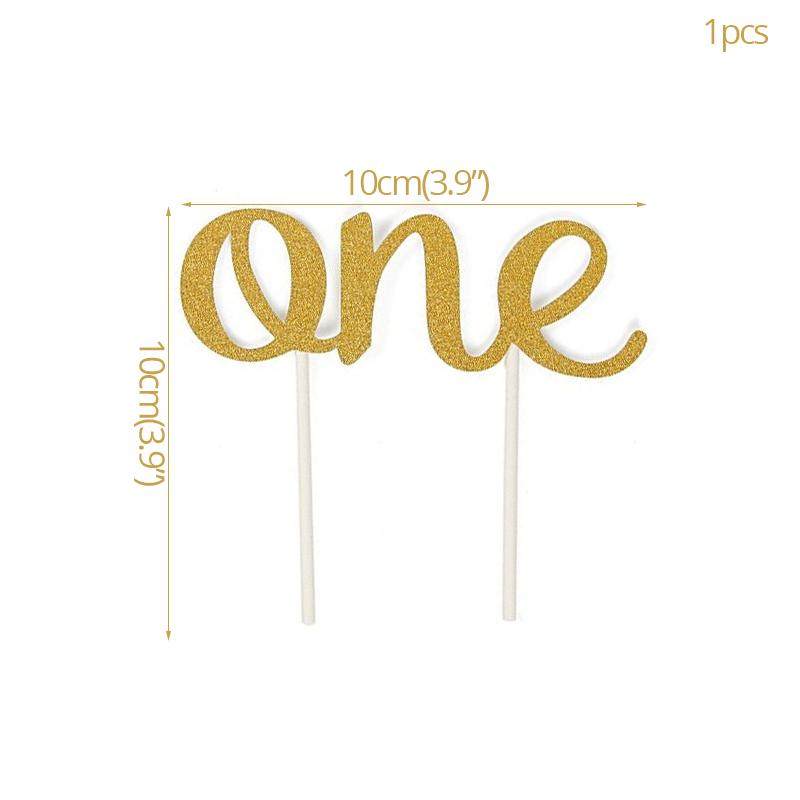 

WEIGAO 1pcs Gold Glitter One Cake Toppers for baby Shower girl boy 1st First Birthday Party baby one year old Anniversary decor