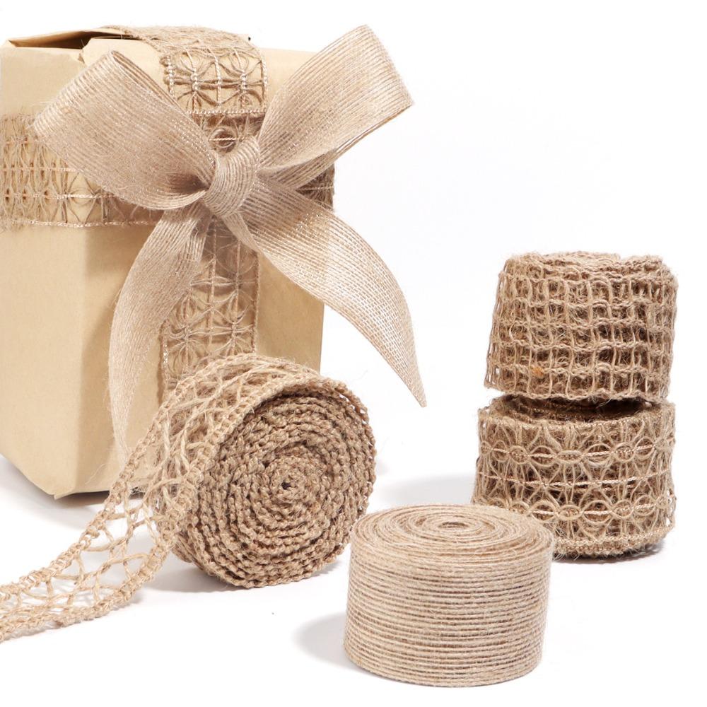

4 Rolls DIY Burlap Ribbon Mesh Vintage Ribbon Decor Gift Wrapping Lace
