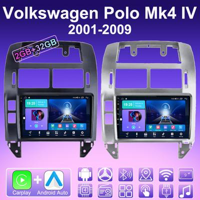 Ραδιόφωνο Αυτοκινήτου 2 DIN Android Carplay Για Volkswagen Polo Mk4 IV 2001-2009 Μονάδα Κεφαλής Αναπαραγωγής Πολυμέσων Στερεοφωνικό GPS Πλοήγηση BT WIFI 2+32GB