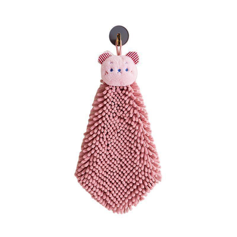 Household Hanging Bear Hand Towel Kitchen Bathroom Thickened Hand Towel High Value High-end Hand Towel