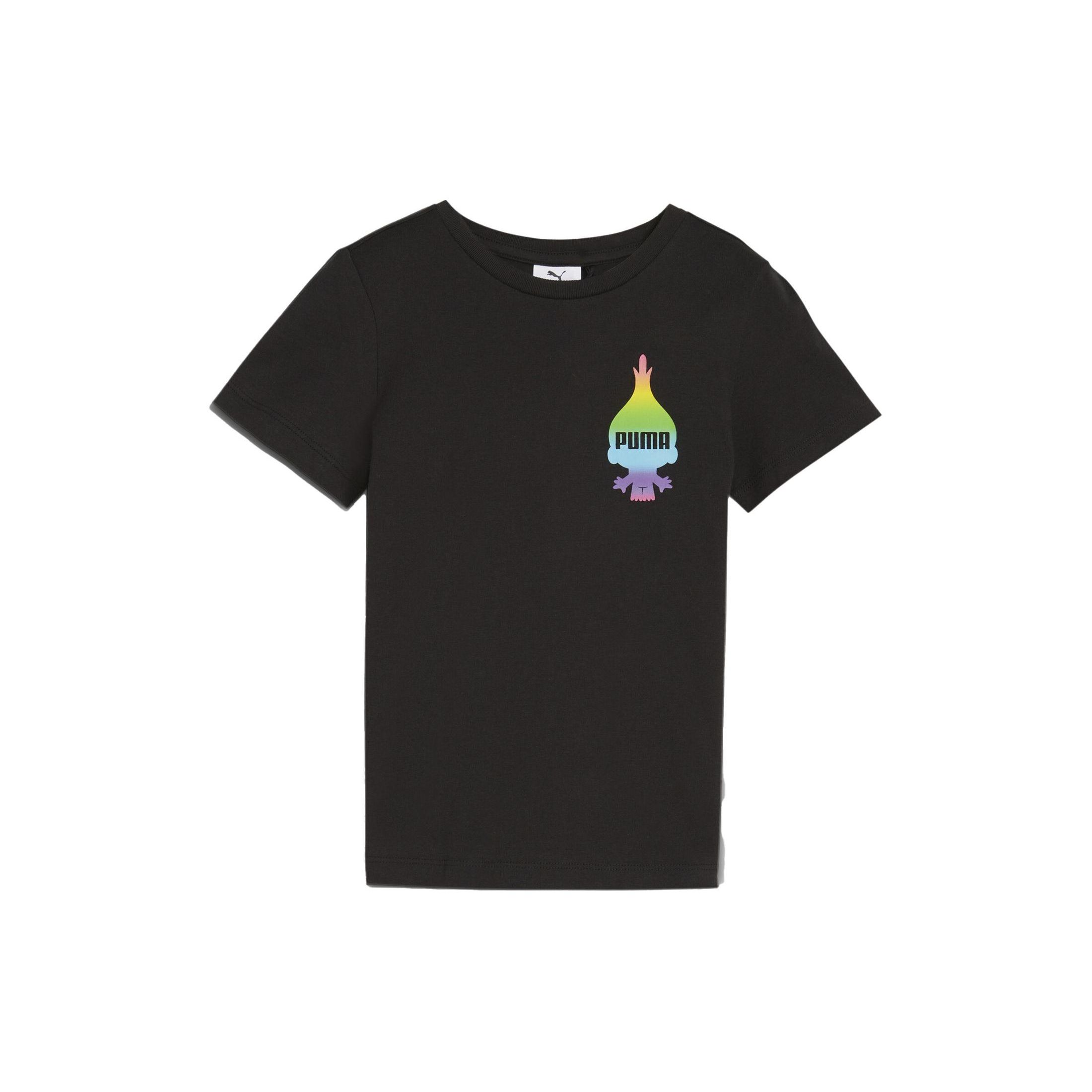 

Puma Trolls T-Shirt Collaboration Cartoon Gradient Print Casual Sports Crew Neck Short Sleeve Kids tops Black 624816-01 128