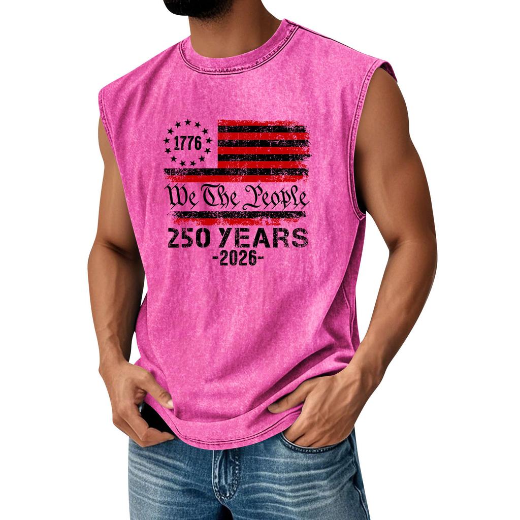 Herren Bedrucktes Rundhals-Used-Look-Oberteil Lässige Komfort-Weste