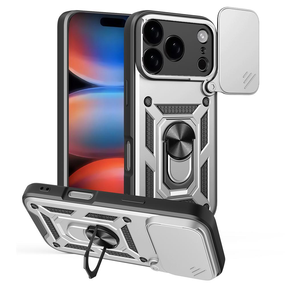 AMORUS For iPhone 17 Pro Max Case Kickstand PC+TPU Phone Cover with Camera Lens Slider