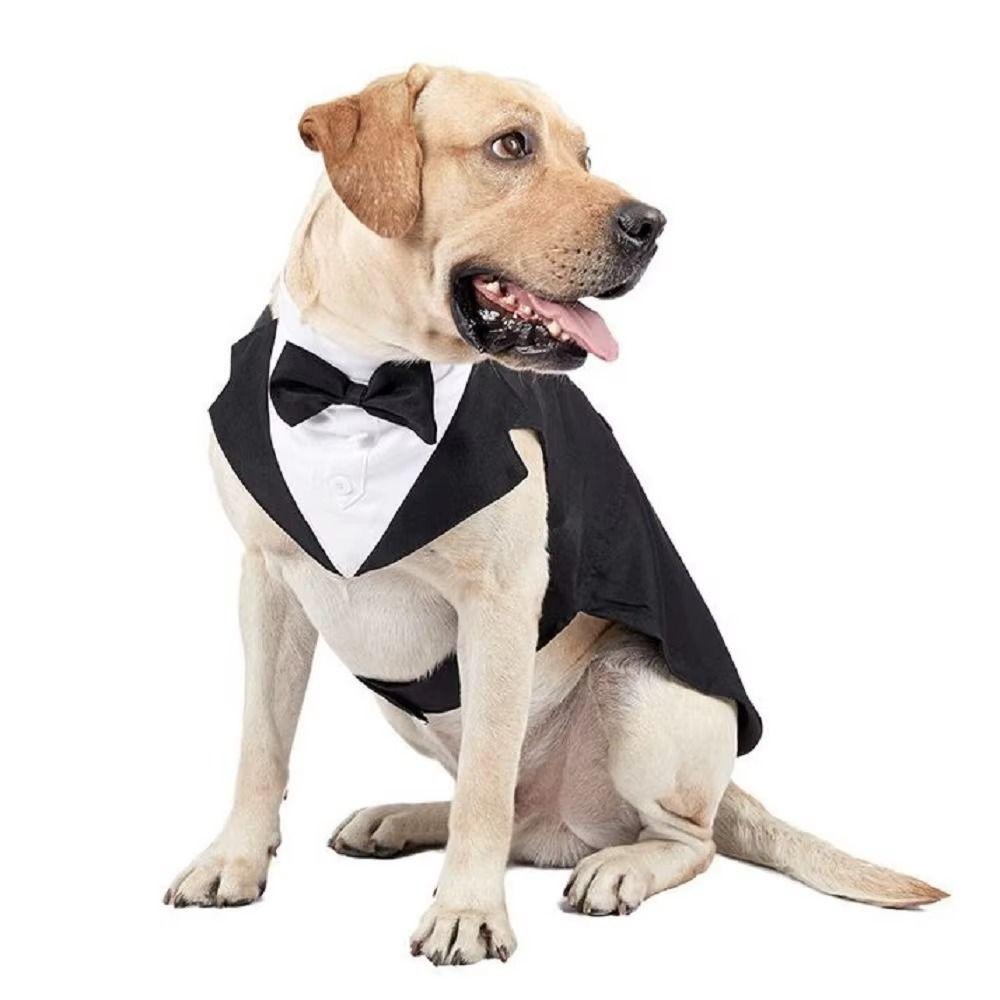 Black/Stripes Dog Tuxedo Costume Detachable Design Large Dog Costume Set Autumn Season