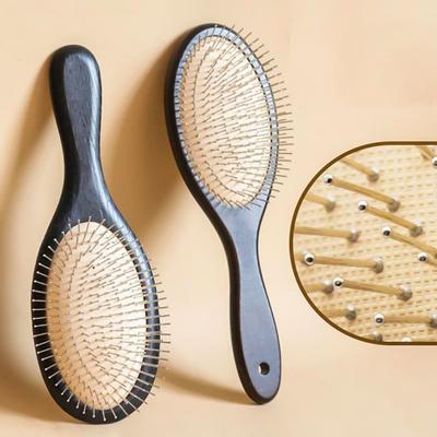 Brosse à cheveux en bois, brosse à cheveux en acier avec aiguille en acier, brosse à cheveux Airbag pour cuir chevelu, brosse de Massage de la tête