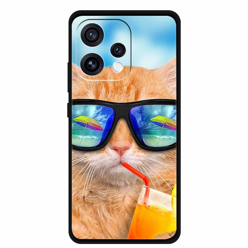 For Oppo Reno15 5G Case 6.59" Cute Cat Balck Edge Soft Silicone Wolf Phone Back Cover For Oppo Reno 15c 5G Protective Lion Funda