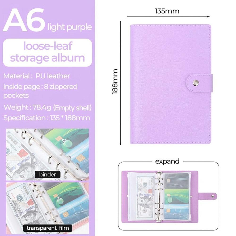 Macaron Money Organizer PU Leather Loose-leaf Notebook Durable Cash Saving Planner  Planner