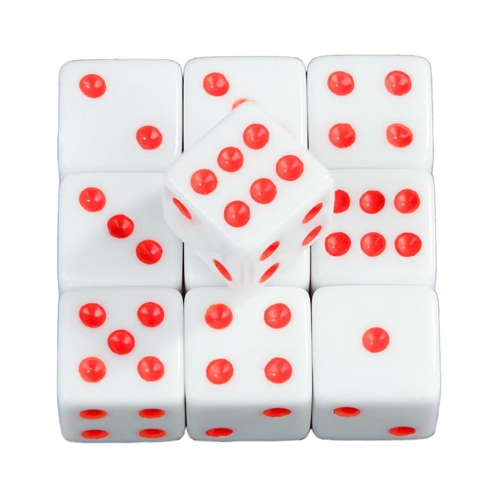 Weiße Würfel 10 Stück 6-seitige Spielwürfel Eckig 16MM Mathematik Unterhaltung Acryl Glücksspielwerkzeug Würfel