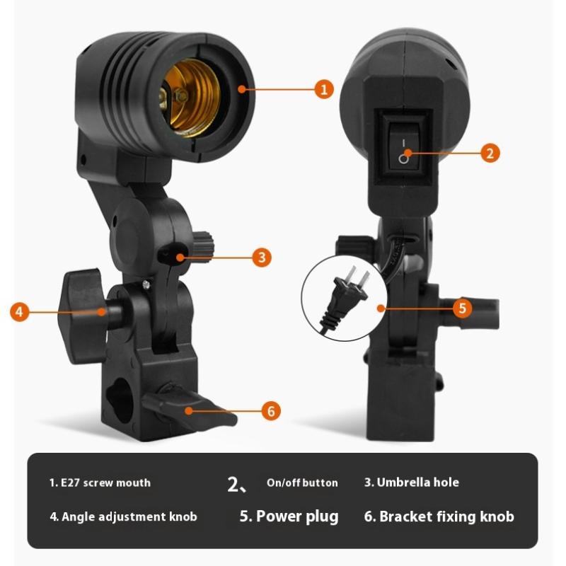 1.8M Cable Cord E27 Socket Softbox Photographic Light Lamp Bulb Base With Umbrella Holder Photography Light Bulb Mount For Photo