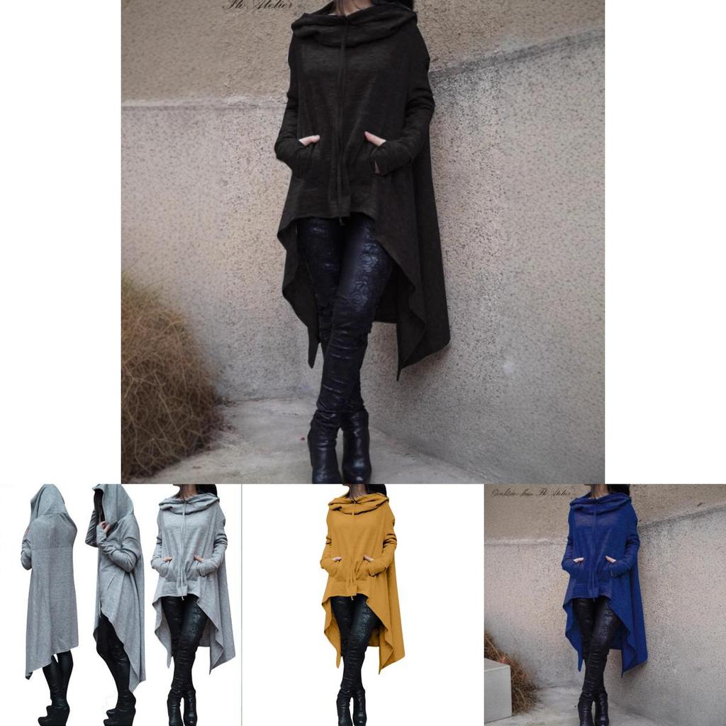 Plain Long Sleeve Hoodie Sweatshirt With Midlength Design For Women Winter