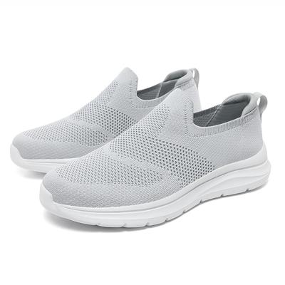 Plattformsskor Herr Slip On Mesh Andningsbara Sneakers Herr Halkfria Lätta Grå Vulkaniserade Skor