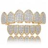 Hip Hop Iced Out Gold Teeth Grillz Set Zircon Jewelry Top Botom Grills Mens Body Bling Cubic Zirconia Jewelry