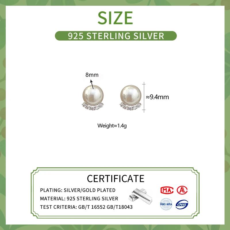 Stříbrné Perlové Zirkonové Obloukové Náušnice pro Módní Ženy Párty Klasické Jemné Minimalistické Doplňky