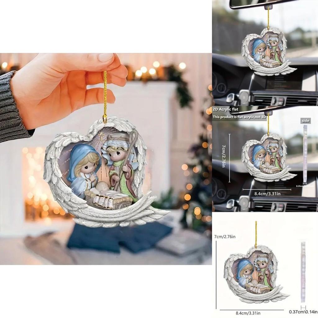 Creative Angel Wings Acrylic Car Hang Decoration Fun Cartoon Style For Vehicles