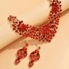Vintage Necklace Earrings Set Women Leaves Flowers Rhinestone Bridal Accessories