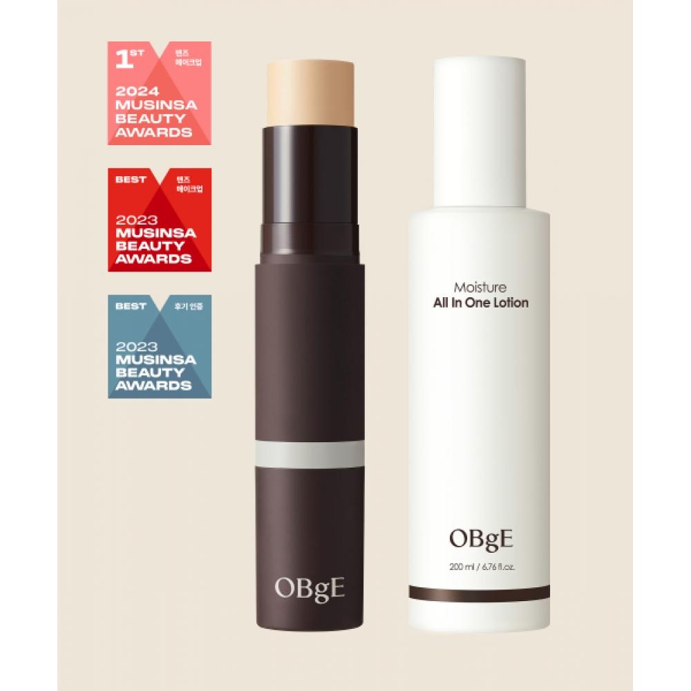 Obge Natural Cover Foundation + Moisture All In One Lotion Set Foundation No. 3+all-in-one lotion