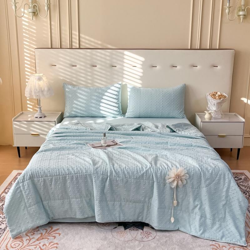 Dot Knitted Cotton Summer Quilt,Thin Air Condition Comforter,Flower Decor Blanket For Kids Adults, Home Bedding 180*200Cm