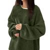 Women's Fashion Casual Loose Pullover Solid Color Round Neck Long Sleeve Knit Sweater