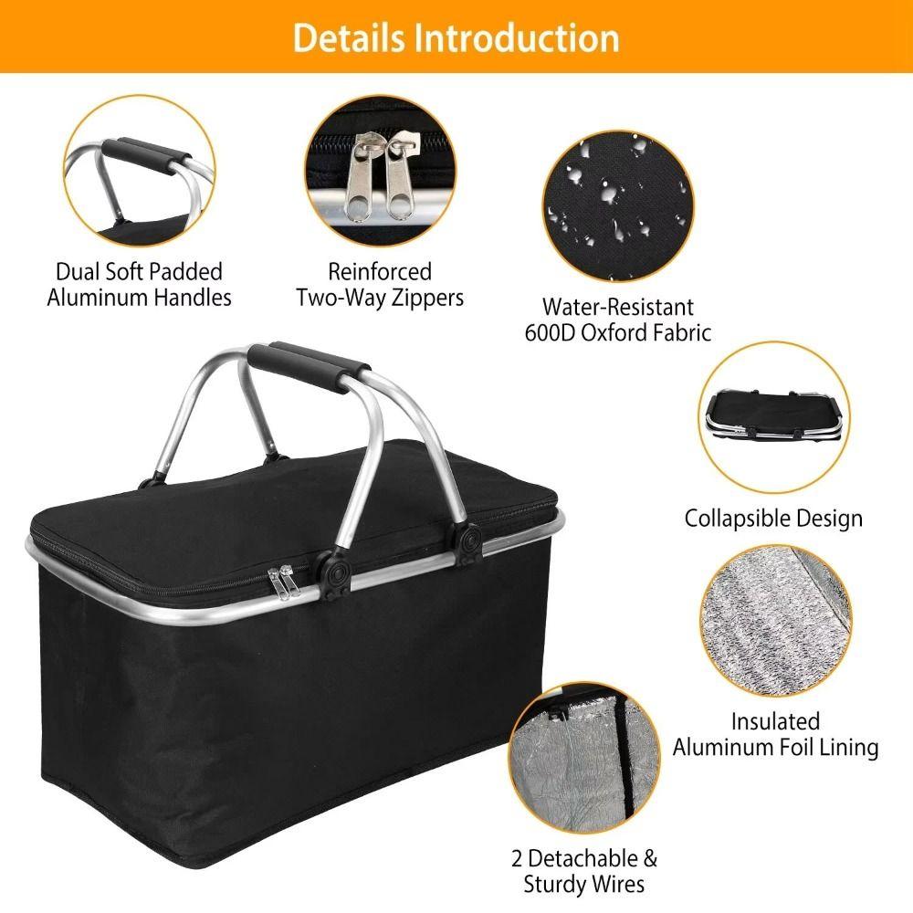 Foldable Picnic Food Bag 30L Thermal Insulated Bag Trunk Storage Box Insulation Storage Basket Car