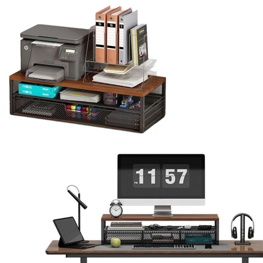 With Drawer Desk Monitor Riser 2-Tier Design Pull Out Storage Drawer Computer Desk Organizer Home