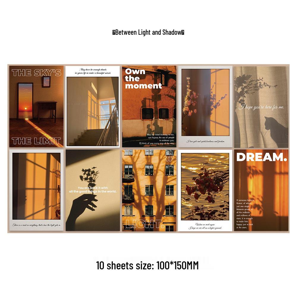 10 Sunset Landscape Postcards: Light and Shadow Wall Decor