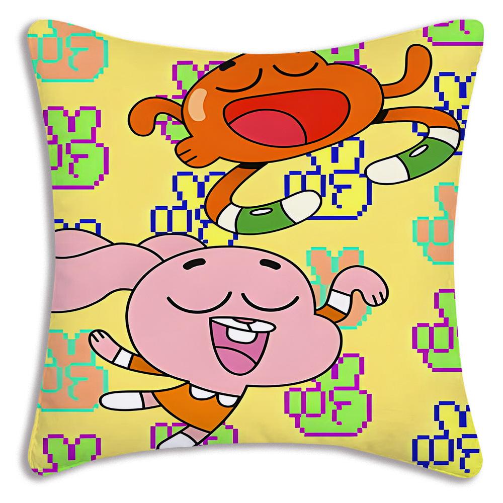 Animation Amazing World Gumball Pillow Covers Cartoon Sofa Decorative Home Double-Sided Printing Short Plush Cute Cushion Cover