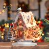 Christmas Acrylic Desktop Ornament Flat Snowy Cabin Ornament with Base Christmas Village Log Cabin Ornament for Holiday Table Decor