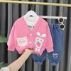 Toddler Kids Three Piece Outfit Set Long Sleeve Cardigan Shirt and Elastic Waist Pants Soft Comfortable Casual Clothes for Boys and Girls